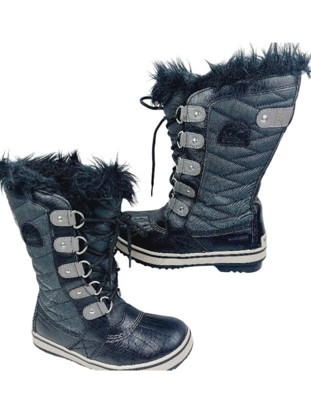 Sorel Girl's Marine Green Black Tofino II Quilted Mid-Calf Snow Boots Size 1